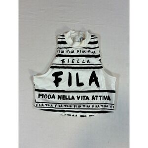 FILA Biella Italia Crop Top White Graphic Nineteen Eleven The Original Icon XS